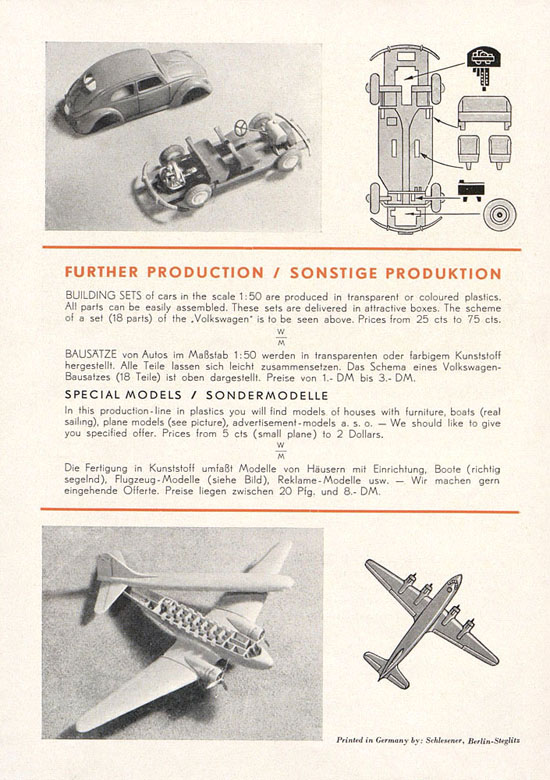 Wiking Katalog 1950, Wiking Modellbau Kataloge, Preisliste 1950, Bildpreisliste 1950, Verkehrsmodelle 1950
