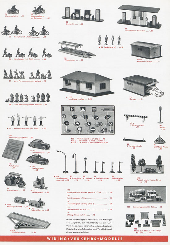 Wiking Katalog 1958, Wiking Modellbau Kataloge, Preisliste 1958, Bildpreisliste 1958, Verkehrsmodelle 1958