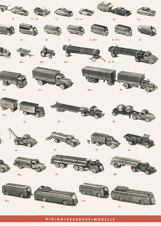 Wiking Katalog 1959, Wiking Modellbau Kataloge, Preisliste 1959, Bildpreisliste 1959, Verkehrsmodelle 1959
