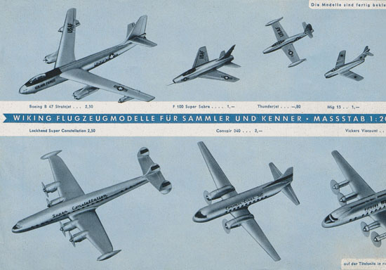 Wiking Flugzeugmodelle 1959