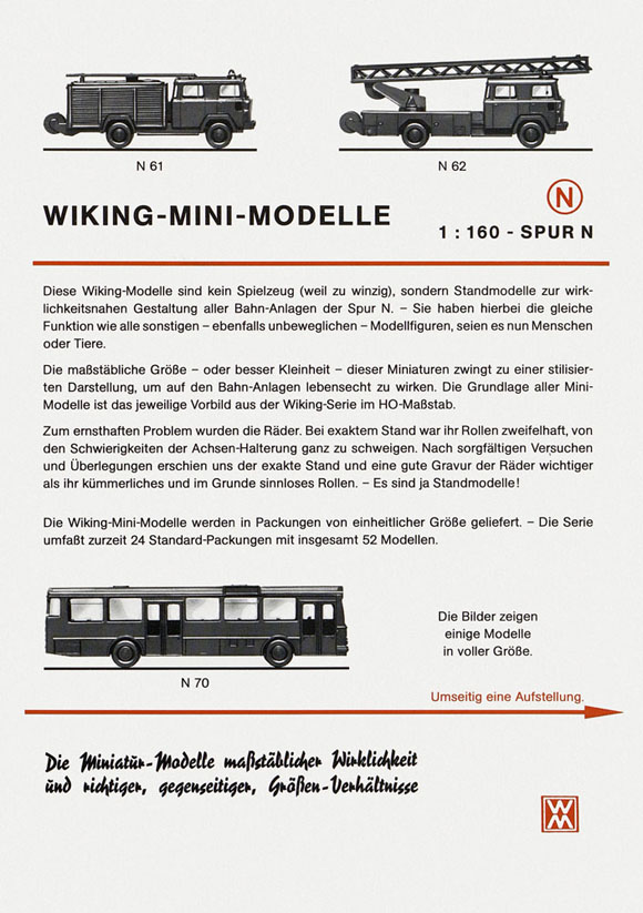 Wiking Mini-Modelle Spur N 1977