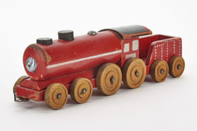 Lego Holzspielzeug Lokomotive mit Tender, wooden locomotive with tender