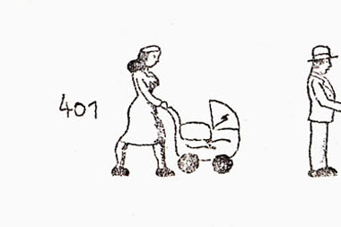 Preiser Figur Nr. 401 Frau mit Kinderwagen