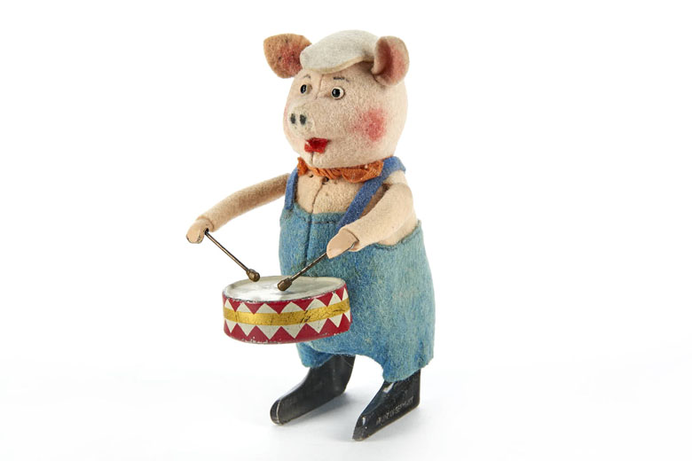 Schuco Tanzfigur Nr. 980/1 Schwein mit Trommel