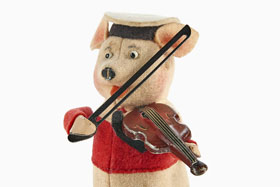 Schuco Tanzfigur Nr. 980/2 Schwein mit Violine und Violinbogen