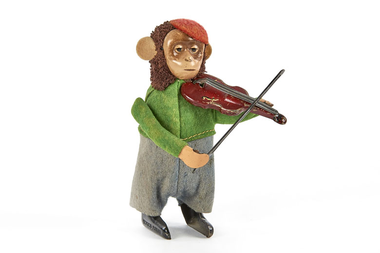 Schuco Tanzfigur Nr. 985/2 Affe mit Violine und Violinbogen