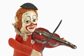 Schuco Tanzfigur Nr. 986/2 Clown mit Violine und Violinbogen